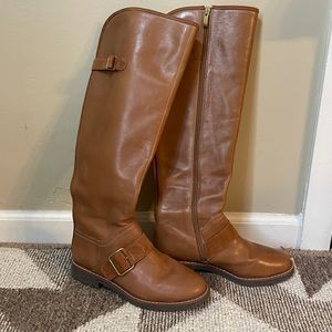 Franco Sarto Leather Tan Knee High Riding Boots Size 6